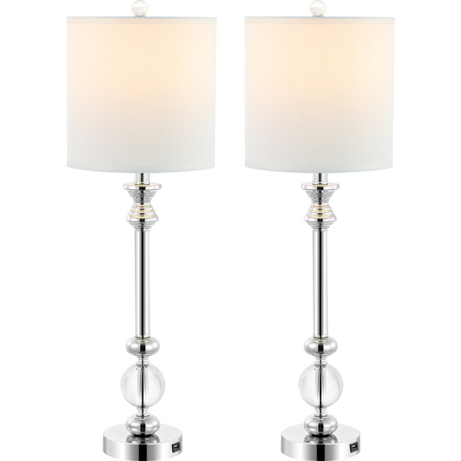 Erica Crystal Candlestick Lamps With USB Port, Set of 2 - Lighting - 4