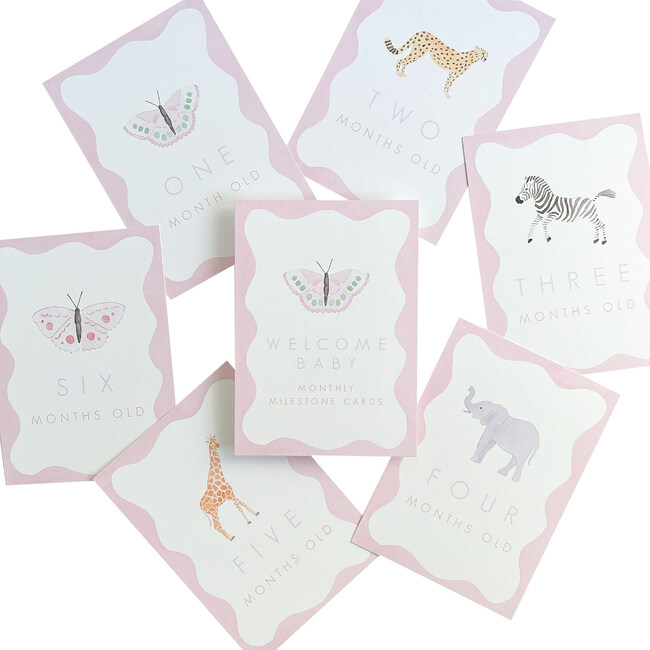 Pastel Animal Milestone Cards, Pink - Paper Goods - 1