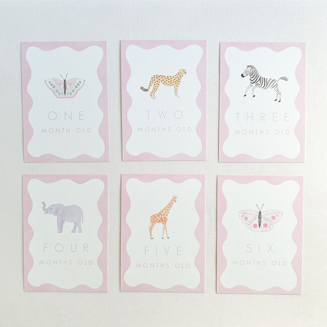 Pastel Animal Milestone Cards, Pink - Paper Goods - 2