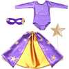 Super Star Hero Leotard Cape Set, Purple - Costumes - 1 - thumbnail