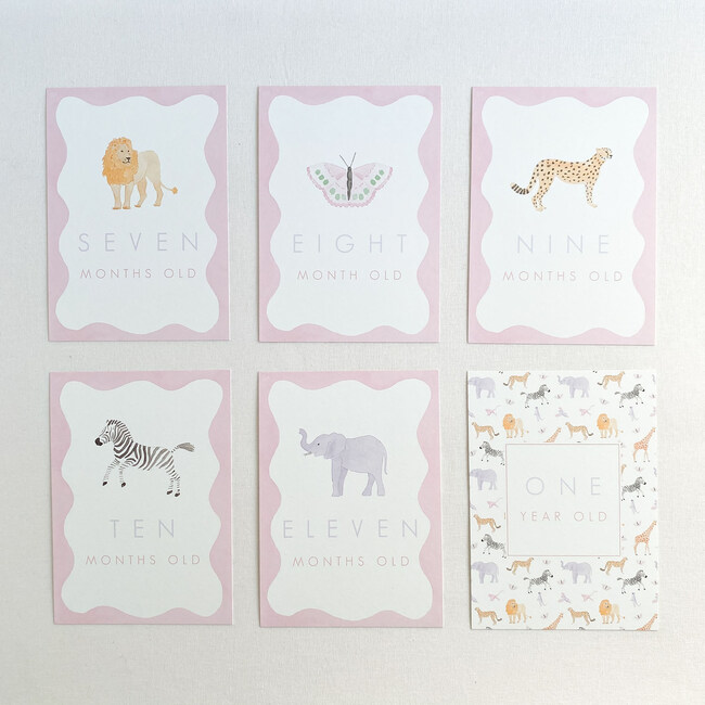 Pastel Animal Milestone Cards, Pink - Paper Goods - 3