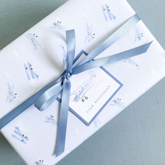 Blue Plane Border Square Gift Tags - Paper Goods - 2