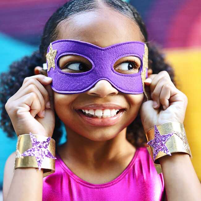 Super Star Hero Leotard Cape Set, Purple - Costumes - 3
