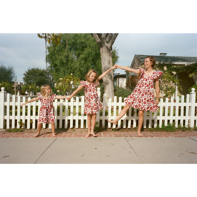 Women's Marmee Dress, Burgundy Retro Floral - Dresses - 3