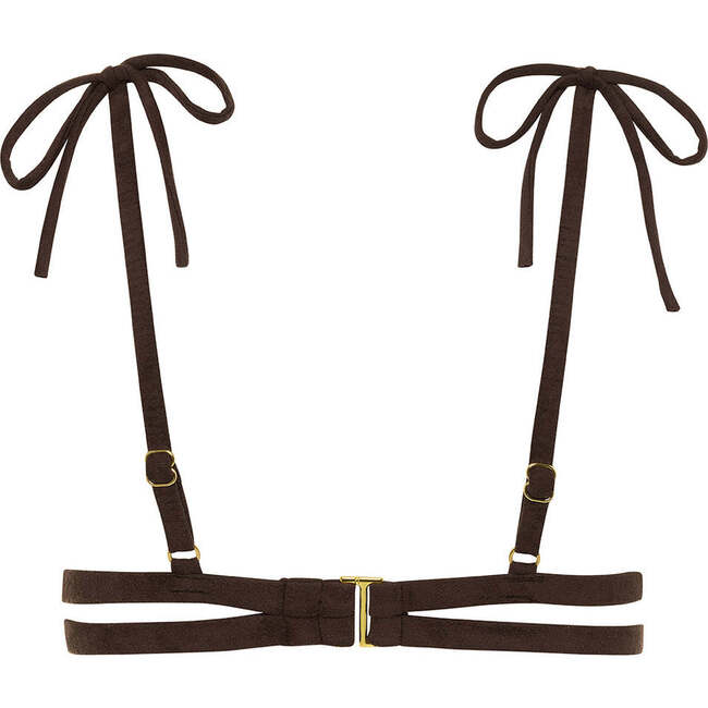 Women's Palua Ties Bikini Top, Espresso Suede - Two Pieces - 2