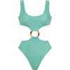 Women's Ky Scoop Neck Crochet One-Piece, Turquoise - One Pieces - 1 - thumbnail