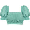 Women's Marcela Crochet Crop Top, Turquoise - Blouses - 1 - thumbnail