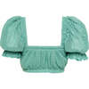 Women's Marcela Crochet Crop Top, Turquoise - Blouses - 2 - thumbnail
