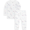 The Organic Ice Skates Printed Long Sleeve Pajama Set, White - Pajamas - 1 - thumbnail