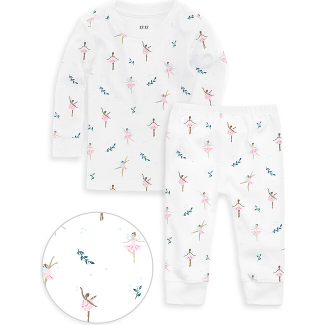 The Organic Tiny Dancer Long Sleeve Pajama Set, White