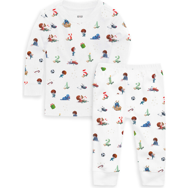 The Organic 5 More Sleeps Til Christmas Long Sleeve Pajama Set, White