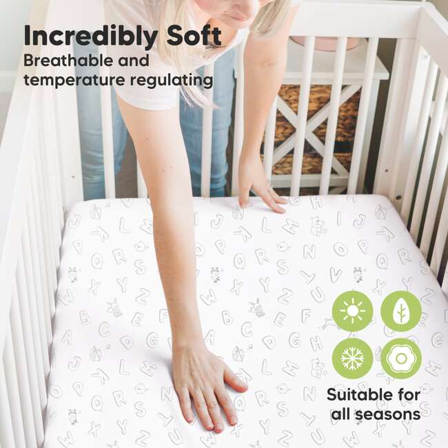 Gentle Bamboo Fitted Mini Crib Sheets, ABC Land - Crib Sheets - 4