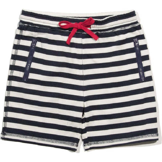Davy Soft Terry Striped Shorts, Navy And White