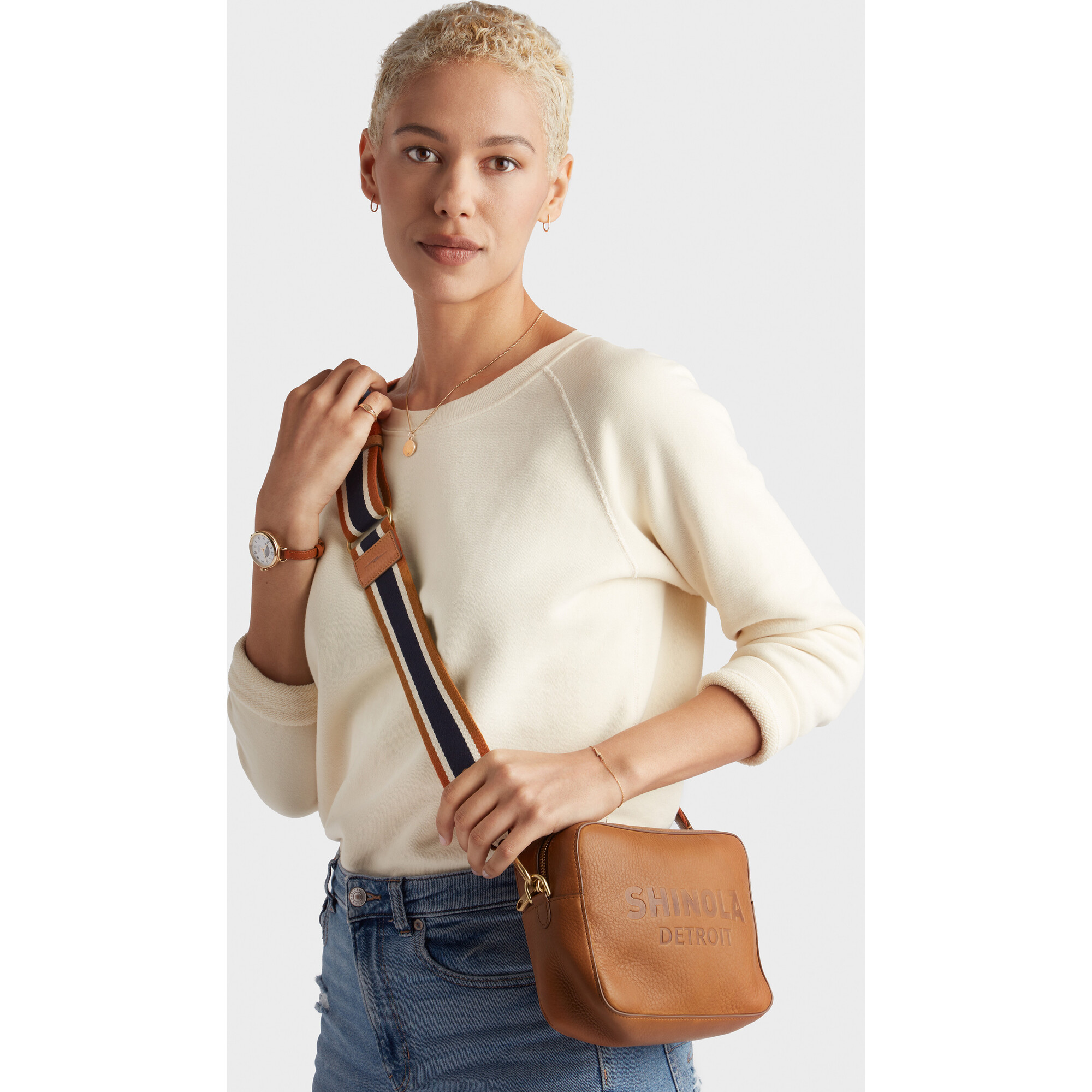 Shinola Women's Camera Crossbody Bag in Tan Natural Grain Leather