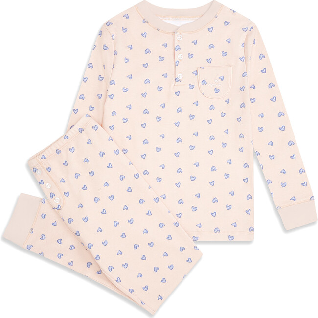 Love Heart Pyjamas, Pink - Pajamas - 1
