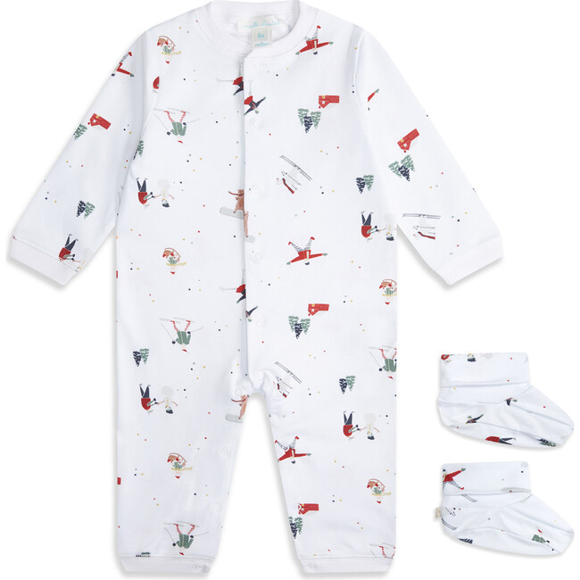 Skating Elves Sleepsuit & Booties Set, Multi