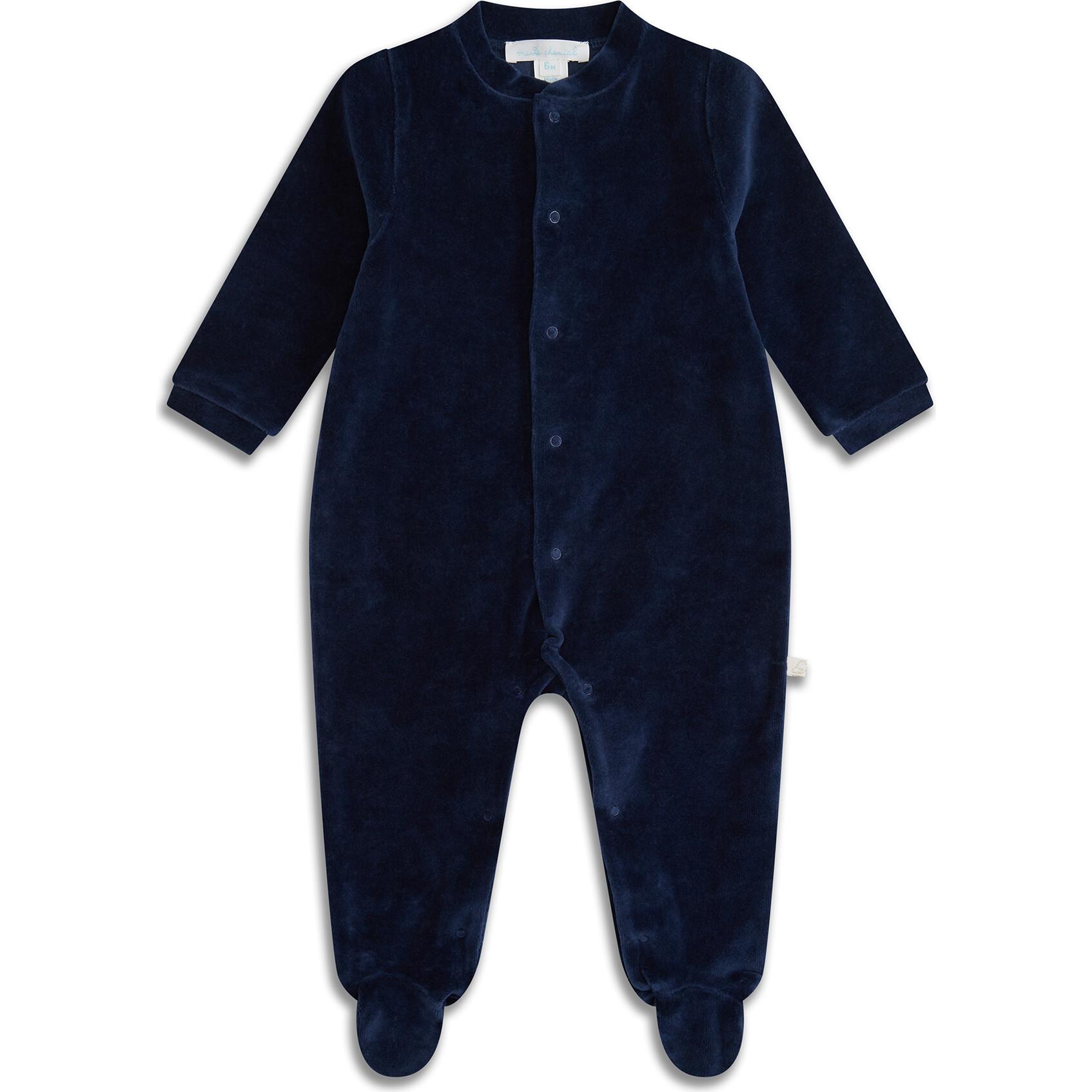 Velour Silver Angel Wing Sleepsuit, Navy - Rompers - 1