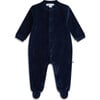 Velour Silver Angel Wing Sleepsuit, Navy - Rompers - 1 - thumbnail