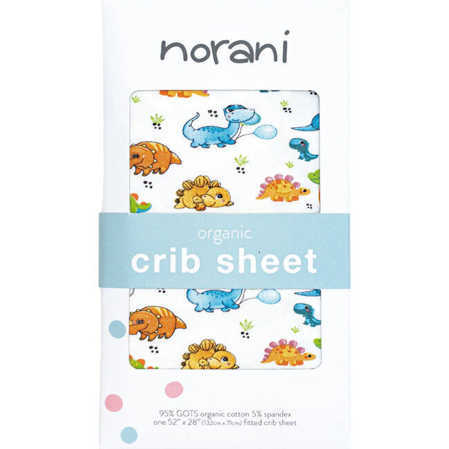Crib Sheet, Blue and Orange, Dinosaurs