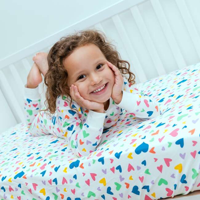 Crib Sheet, Pink and Blue, Colorful Hearts - Crib Sheets - 2