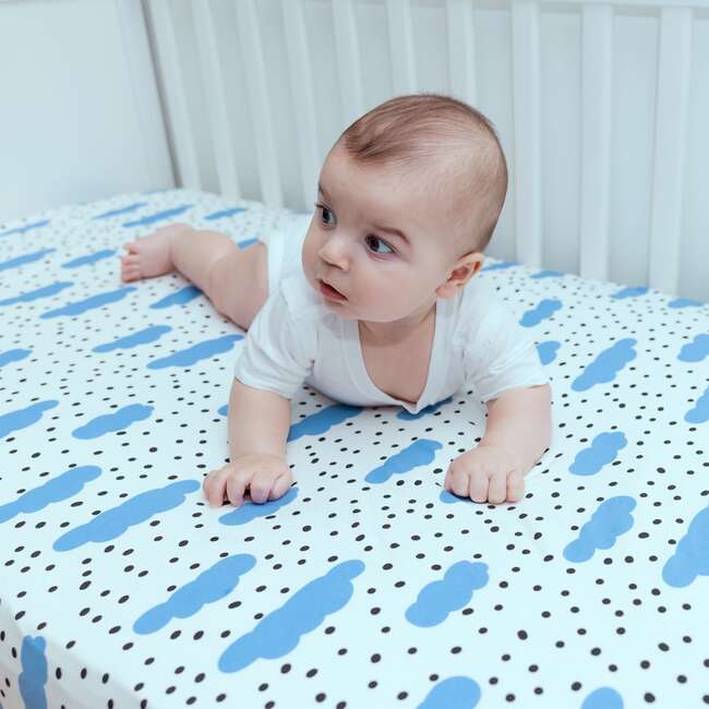 Crib Sheet, Blue and Black, Clouds - Crib Sheets - 2