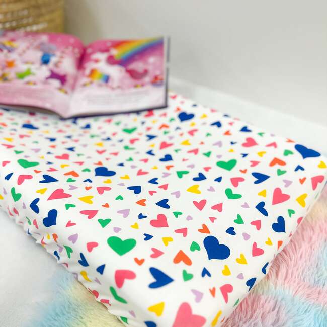 Changing Pad Cover, Pink and Blue, Colorful Hearts - Changing Pads - 2