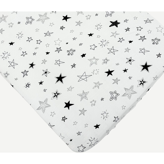 Crib Sheet, Black and White, Stars - Crib Sheets - 3