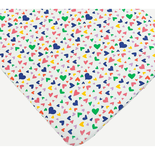 Crib Sheet, Pink and Blue, Colorful Hearts - Crib Sheets - 3