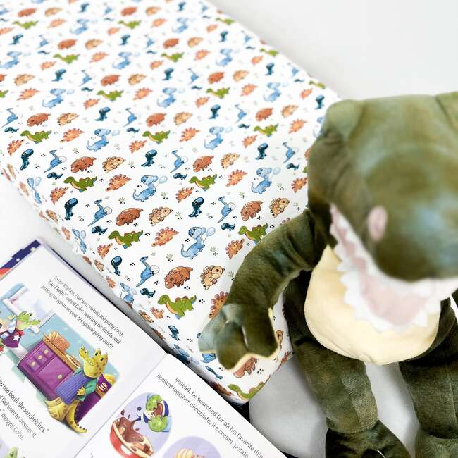 Changing Pad Cover, Blue and Orange, Dinosaurs - Changing Pads - 2