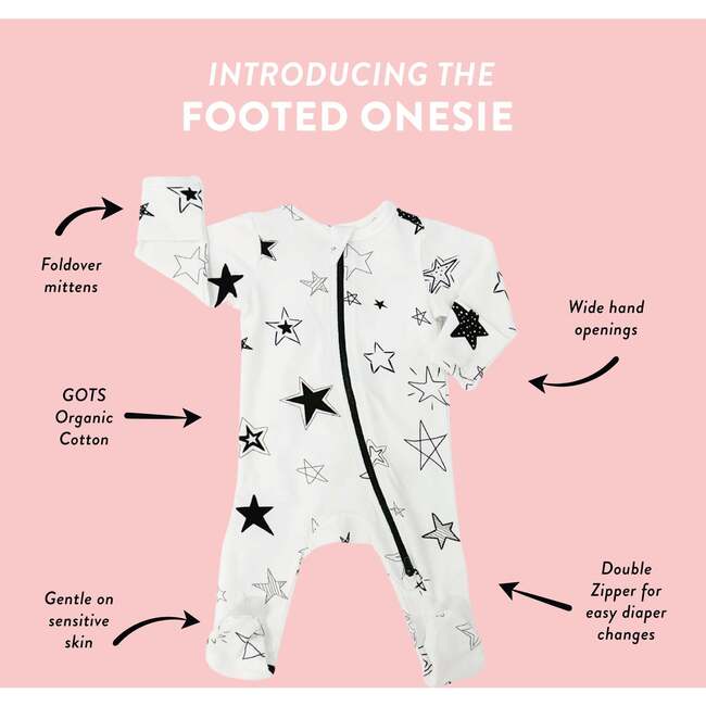 Footed Onesie, Pink and Blue, Colorful Hearts - Onesies - 3