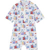 Cuba Short Sleeve Swimsuit, Multicolors - One Pieces - 1 - thumbnail
