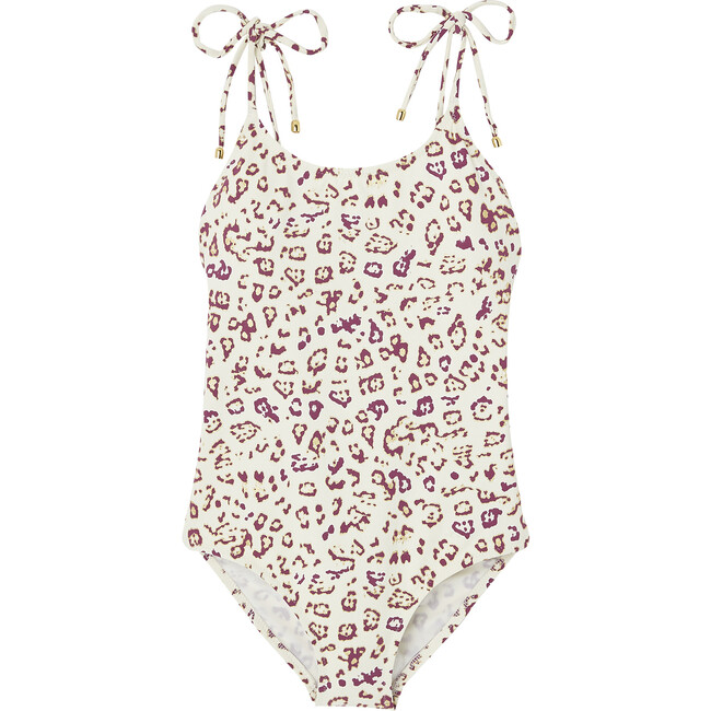 Savanna Leopard Print One-Piece Swimsuit, Purple