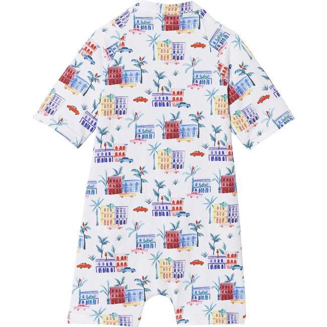 Cuba Short Sleeve Swimsuit, Multicolors - One Pieces - 2