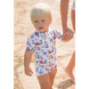 Cuba Short Sleeve Swimsuit, Multicolors - One Pieces - 3