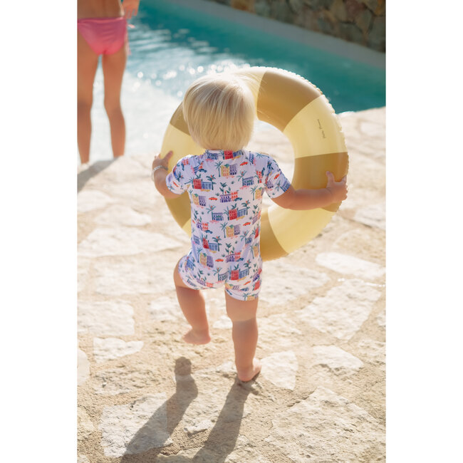 Cuba Short Sleeve Swimsuit, Multicolors - One Pieces - 4