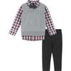 Holiday Checked Full Sleeve 4-Piece Sweater Set, Grey - Mixed Apparel Set - 1 - thumbnail