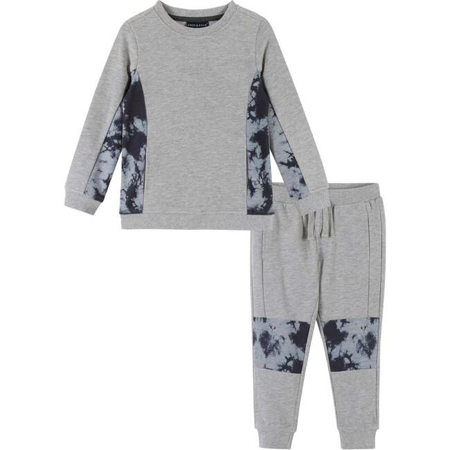 Camo Full Sleeve Sweatshirt Set, Grey