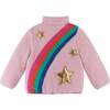 Rainbow Star Reversible Sherpa Bomber Jacket, Pink - Coats - 2