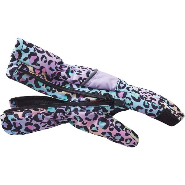 Winter & Ski Glove, Purple And Leopard Print