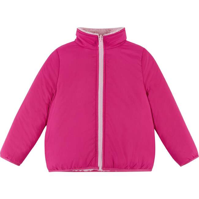 Rainbow Star Reversible Sherpa Bomber Jacket, Pink - Coats - 3