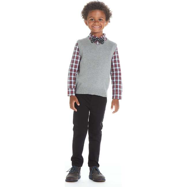 Holiday Checked Full Sleeve 4-Piece Sweater Set, Grey - Mixed Apparel Set - 3