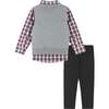 Holiday Checked Full Sleeve 4-Piece Sweater Set, Grey - Mixed Apparel Set - 4