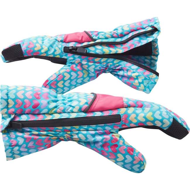 Winter & Ski Glove, Aqua Hearts - Gloves - 4