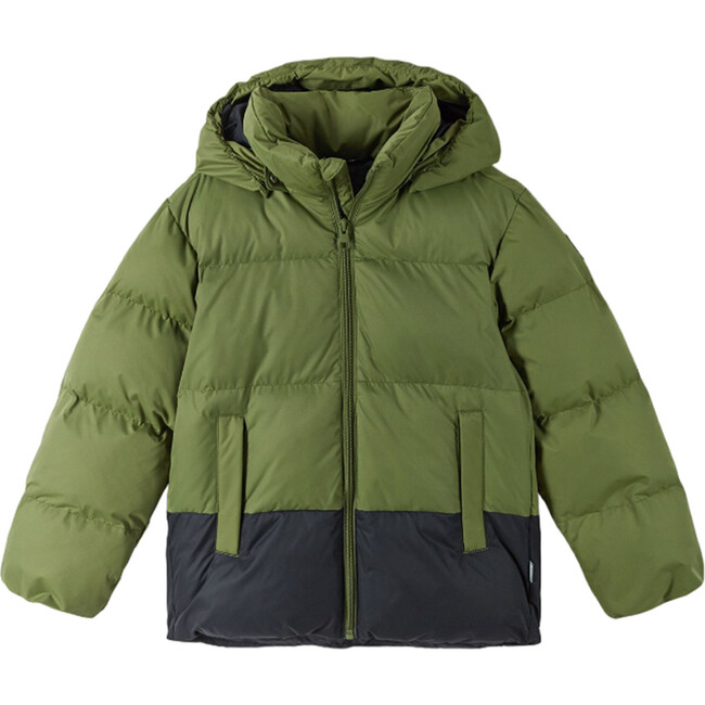 Teisko Down Jacket With Detachable Hood, Khaki Green