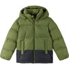 Teisko Down Jacket With Detachable Hood, Khaki Green - Jackets - 1 - thumbnail