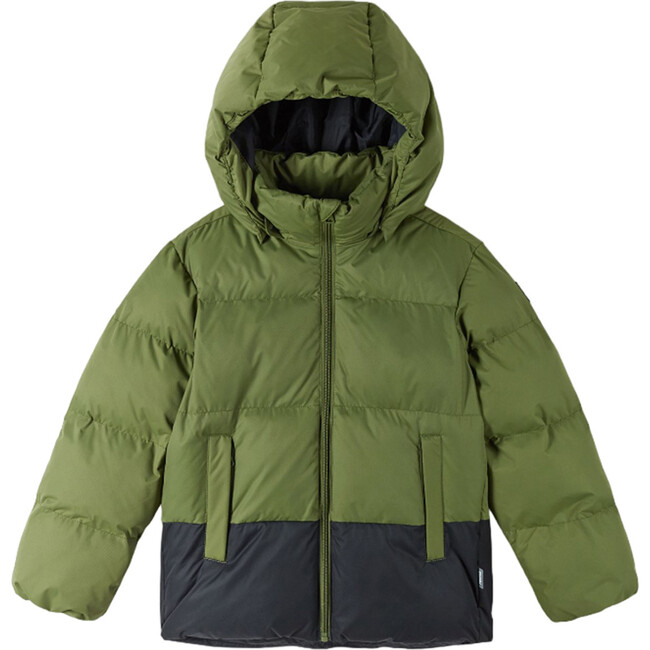 Teisko Down Jacket With Detachable Hood, Khaki Green - Jackets - 3