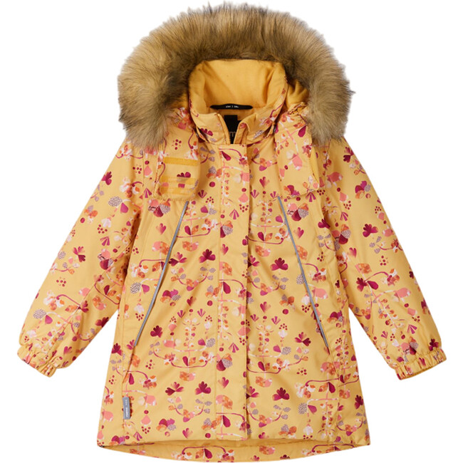 Muhvi Reimatec Winter Jacket With Detachable Faux Fur Trim Hood, Amber Yellow