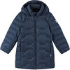 Loimaa Two-Way Zipper Down Jacket With Detachable Hood, Navy - Jackets - 1 - thumbnail