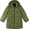 Loimaa Two-Way Zipper Down Jacket With Detachable Hood, Khaki Green - Jackets - 1 - thumbnail