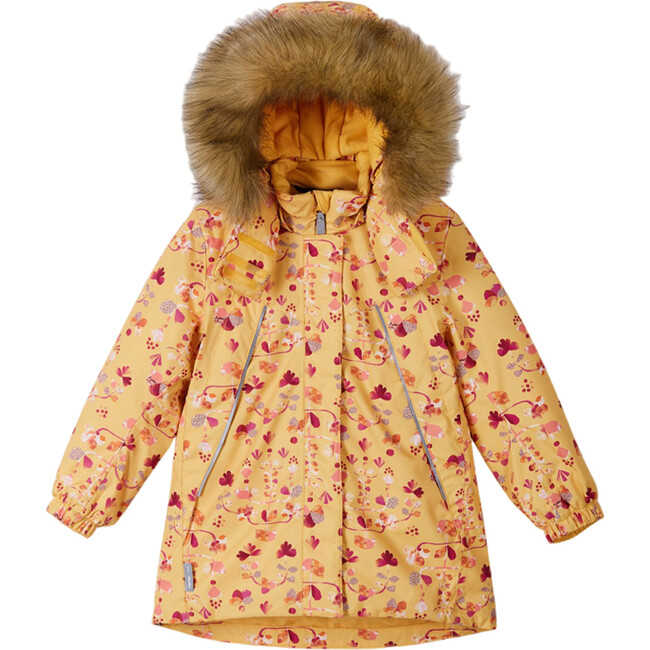Muhvi Reimatec Winter Jacket With Detachable Faux Fur Trim Hood, Amber Yellow - Fur & Faux Fur Coats - 3